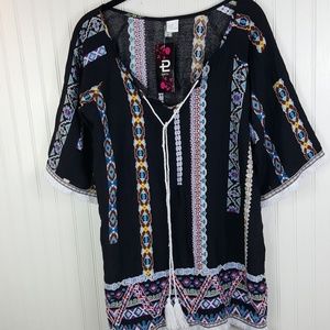 Boho Aztec Top with Tassels & Fringe - NWT